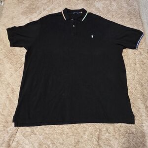 Ralph Lauren Black Polo Shirt with Multicolor Trim